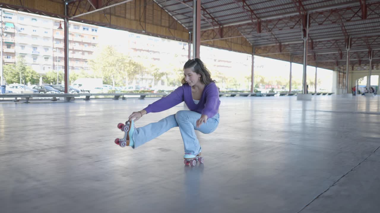 Two Women Roller Skating in an Outdoor Urban Space