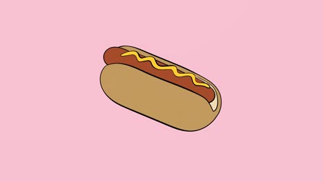 Animation-Eines-Sich-Bewegenden-Hotdogs-Auf-Rosa-Hintergrund
