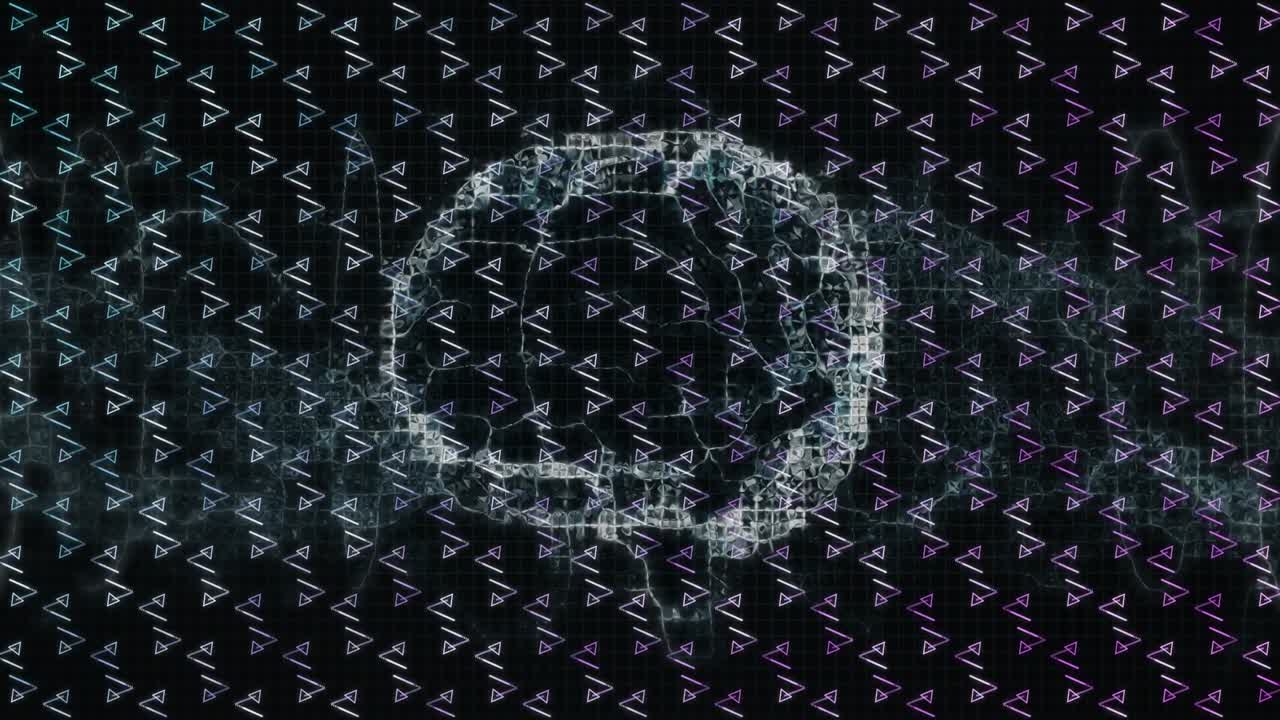 Animation of shapes over digital brain on black background