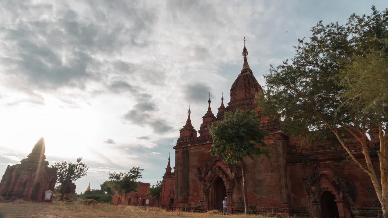 Timelapse of ancient Buddhist Temple in Bagan, Myanmar, Southeast Asia