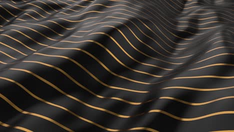 abstract smooth surface with ripples. cloth with waves. gold metal lines pattern on black canvas. fashion luxury textile. for advertising, poster, branding, web. 3d animation of seamless loop. 4k uhd