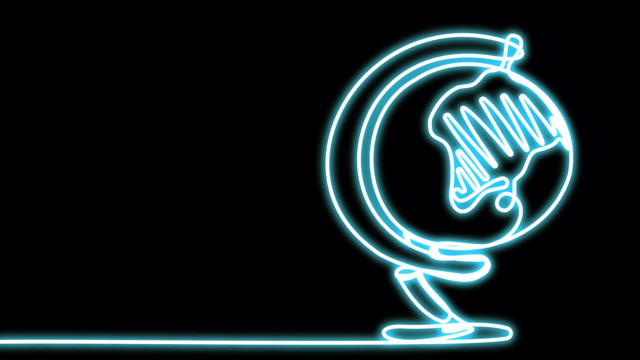 검은색 배경에 네온 글로브.