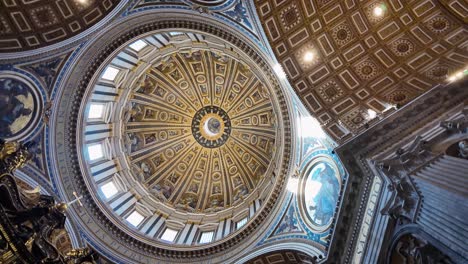 orbital shot of the details of the ceiling and interior dome of st. peter’s basilica in vatican city