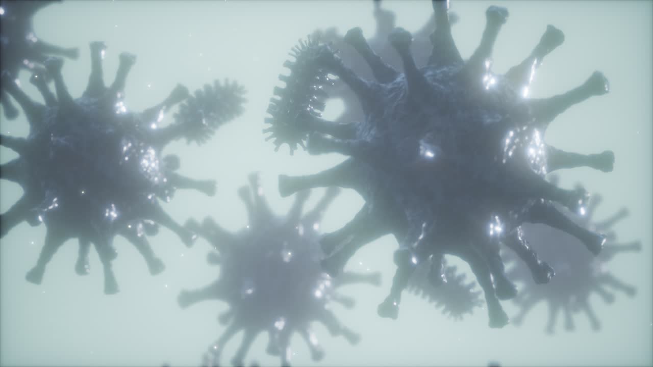 Bacteria virus or germs microorganism cells under microscope with depth