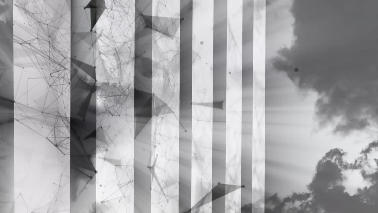 바탕에 움직이는 모양과 구름의 애니메이션