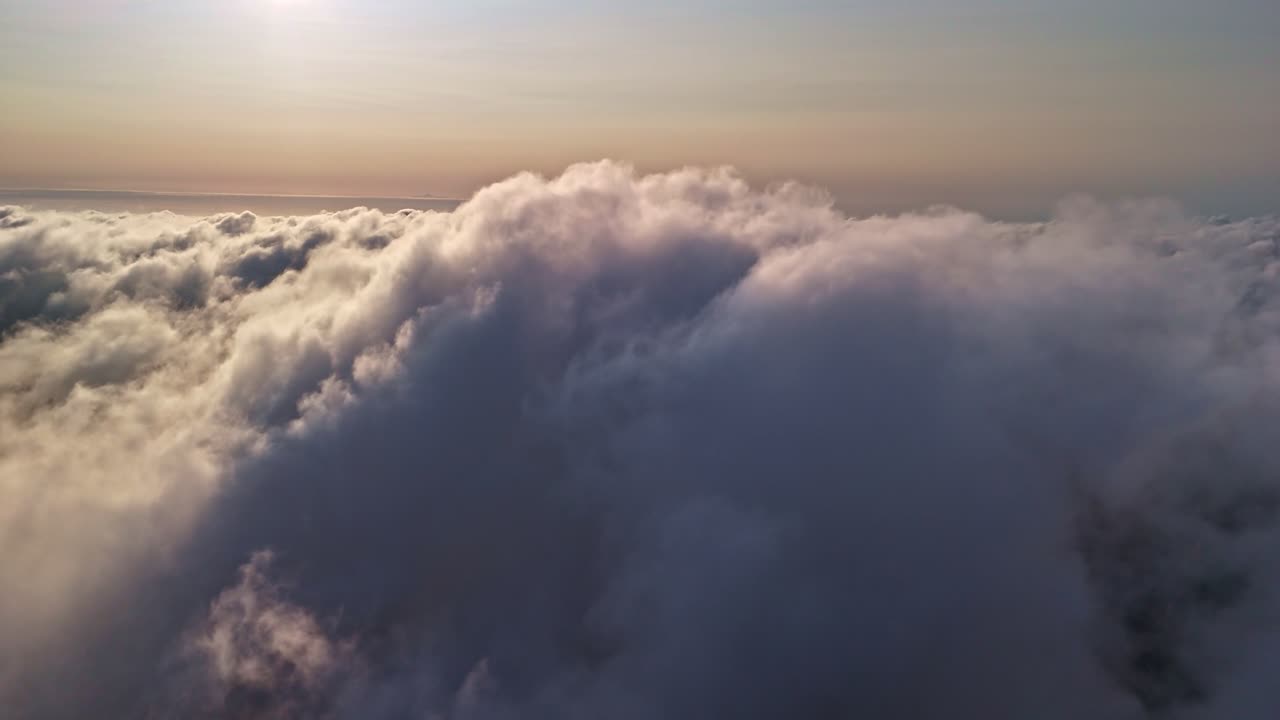 POV of an airplane flying above the clouds, Floating clouds, pilot perspective