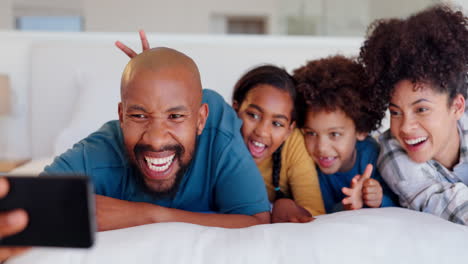 happy family, video call and love with smartphone