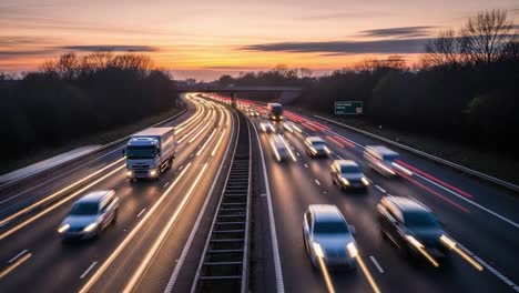 long exposure of highway traffic at dusk