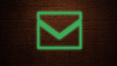 envelope neon sign on brick wall 4k