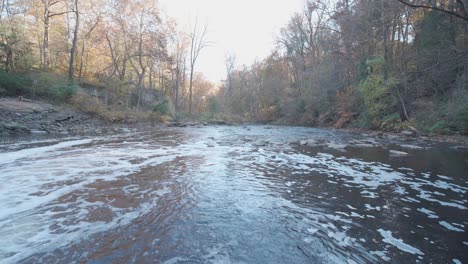 wissahickon creek, water coming off waterfall, circlign around