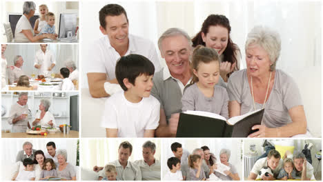 abuelos, padres e hijos juntos