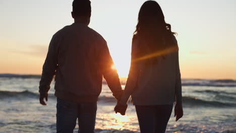 holding hands, sunset and couple walking