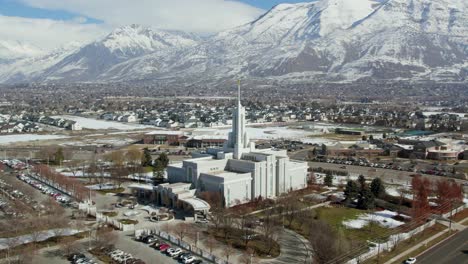 lds mormon landmark, mount timpanogos temple by utah's wasatch mountains