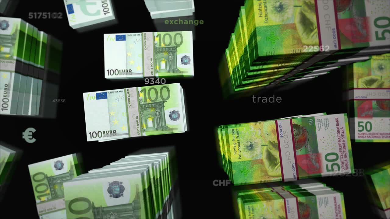 Euro- und Schweizer Franken Geldwechsel Loop-Animation