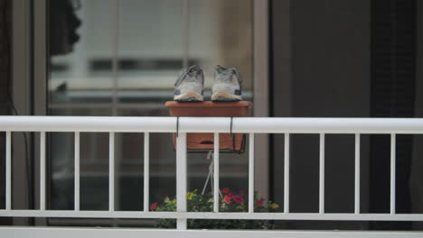 drying trainers on the balcony