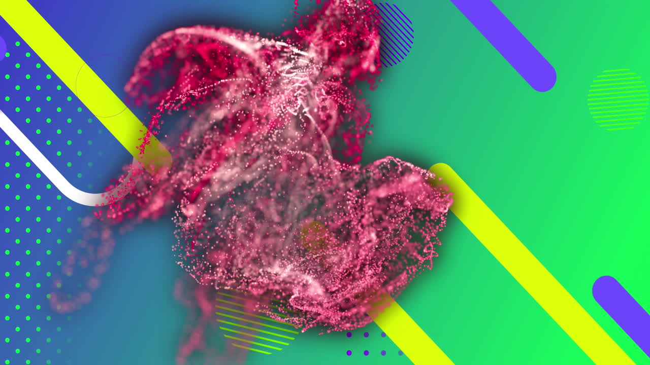 animación de luces brillantes en movimiento y olas sobre un fondo colorido