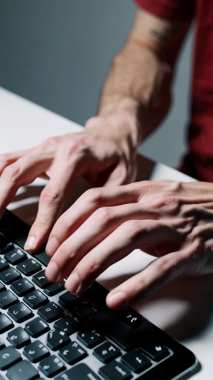 человек, печатающий на клавиатуре