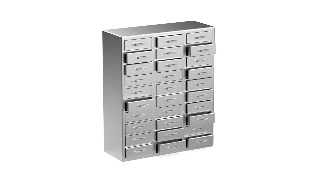 금속 파일 캐비의 빈 서랍