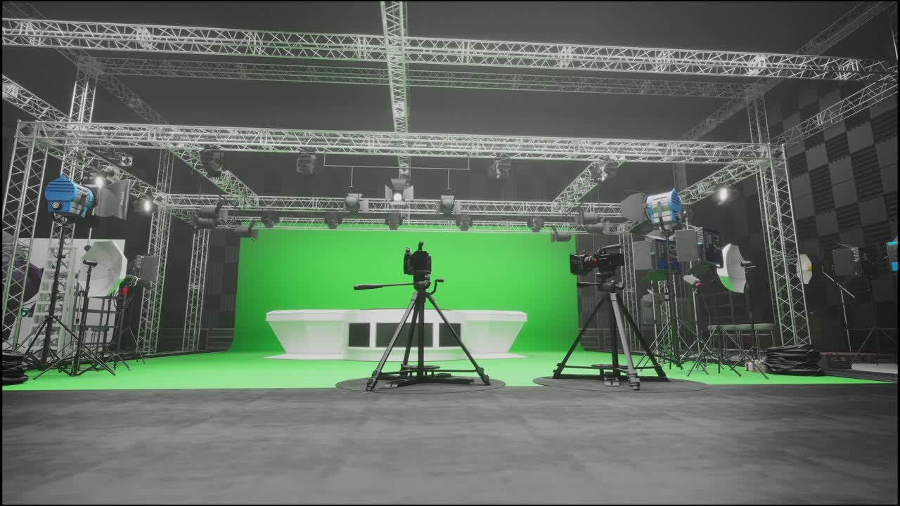 transmisión con pantalla verde. estudio virtual con pantalla verde