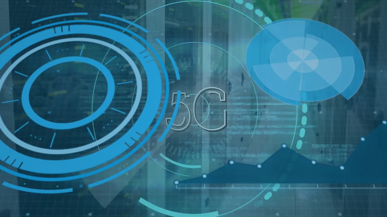 animación de 5g y procesamiento de datos a través de servidores