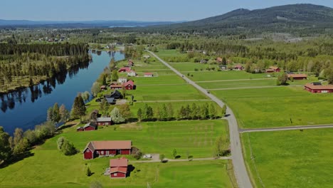 västerdal river and small village of appelbo in vansbro, dalarna, sweden