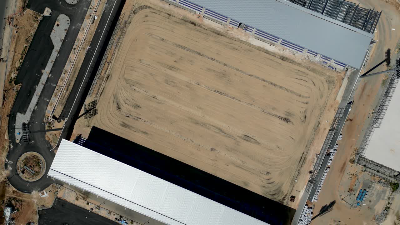 High resolution 4K Video of the new Rehovot City Soccer Stadium during final stages of construction- Israel