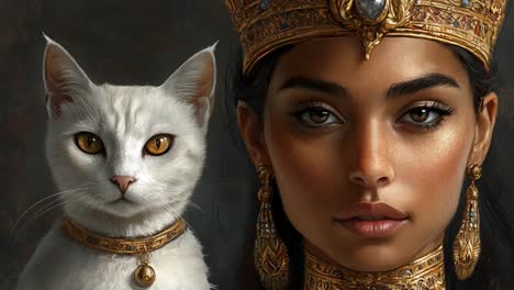 woman with cat in ancient egyptian style