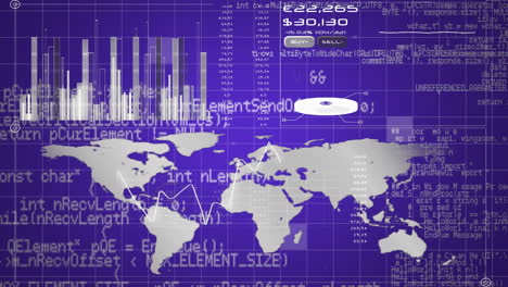 datos y gráficos en fondo púrpura