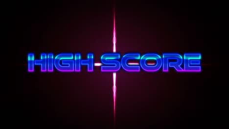 Animation-of-high-score-text-over-glowing-light-on-black-background