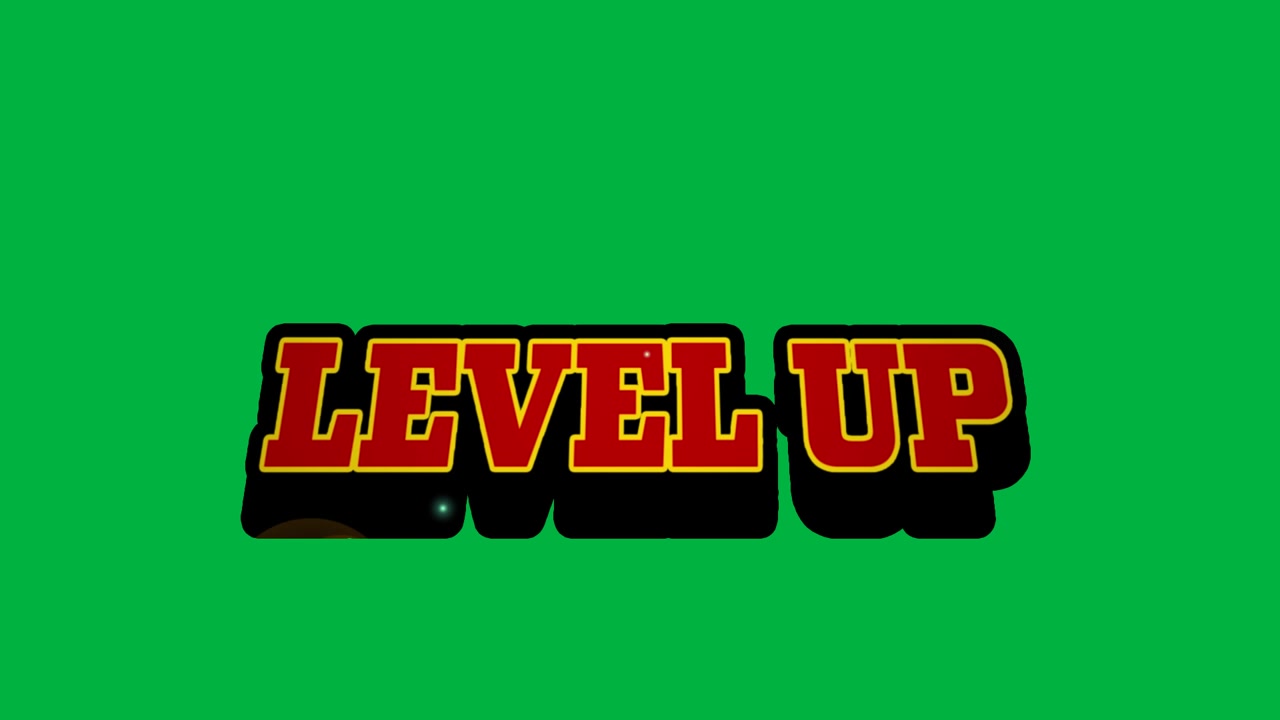 Teal blob stretching triggers 3D LEVEL UP appearing holding sliding down for transparent overlay