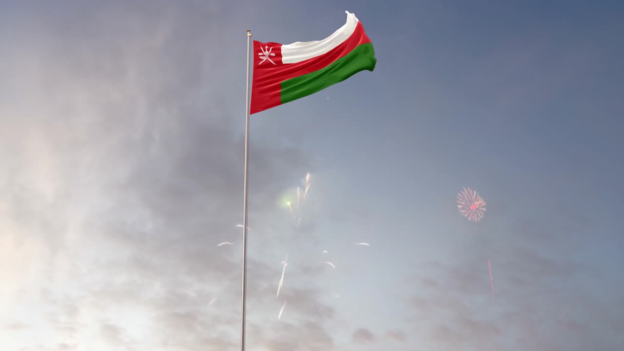 오만 발과 불꽃놀이 배경