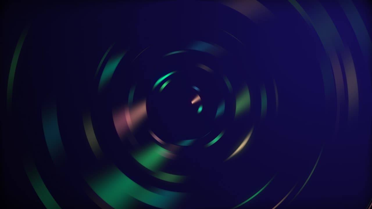 Ondes sonores dans un spectre de couleurs arc-en-ciel tourbillonnant sur un fond noir