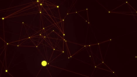 animación de puntos amarillos brillantes en la red de comunicación sobre un fondo negro