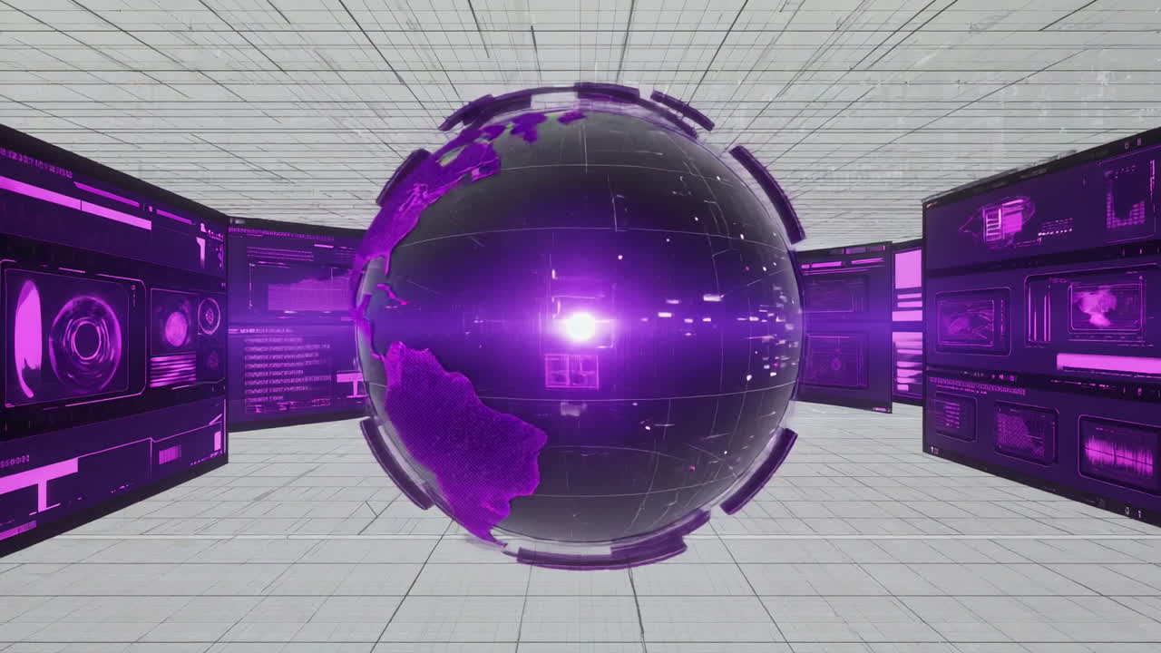 Holographic Digital Earth Globe with Data Displays