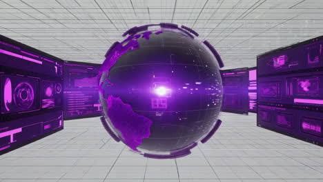 holographic digital earth globe with data displays