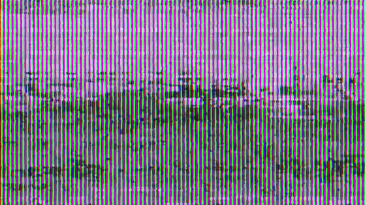 Abstract Digital Glitch with Flickering Magenta and Green Lines