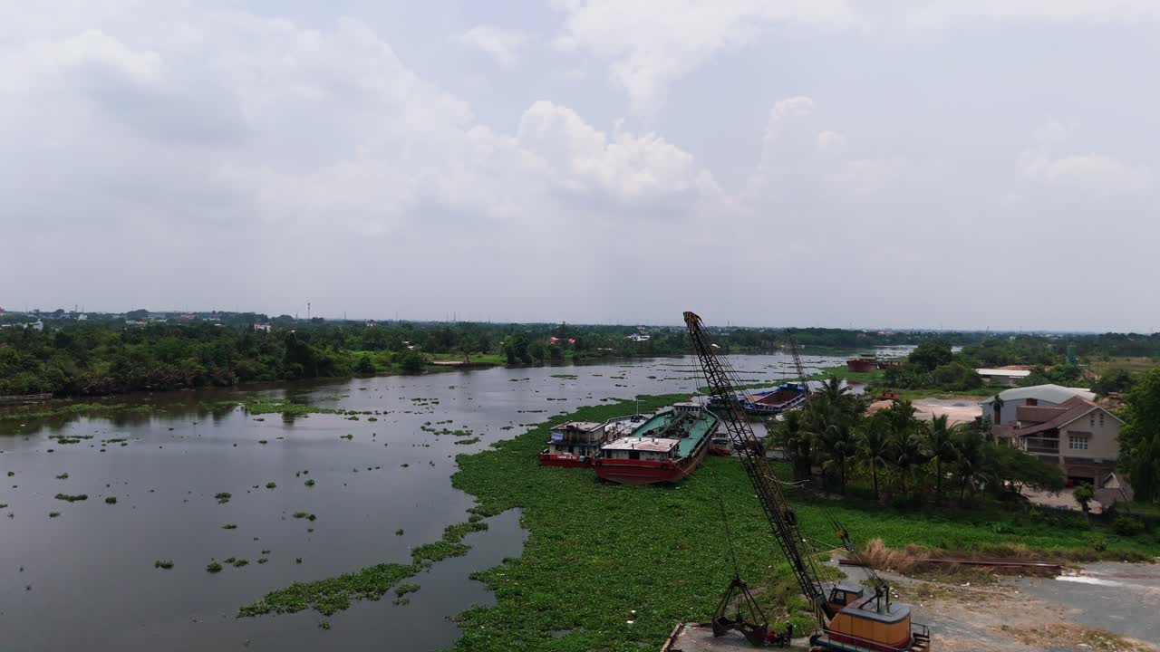 Aerial View Jib of the River in Binh Duong.