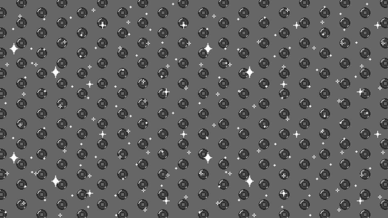 Pixel Art Gray Pattern with Circles and Stars