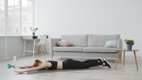 woman doing stretching at home