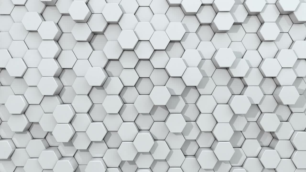 bucle blanco de hexágono animado en 3d