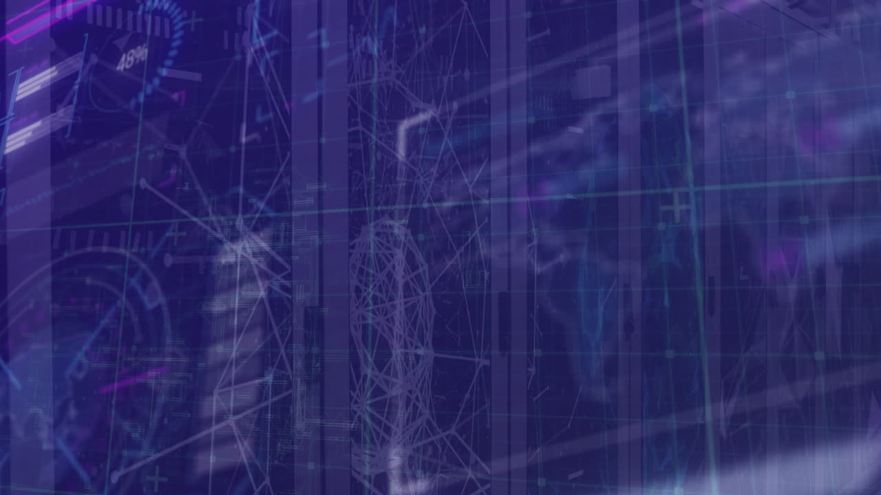 Digital data and network connections animation over abstract blue background