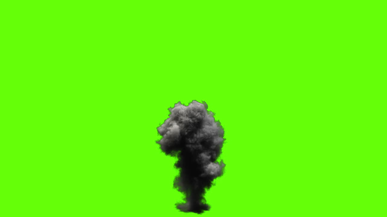 Black Smoke Plume on Green Screen