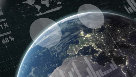 animación del procesamiento de datos financieros en todo el mundo