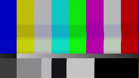 tv color bars background of low and bad signal with glitch