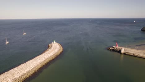 Fly-over-Bensafrim-River-mouth,-Lagos,-Algarve