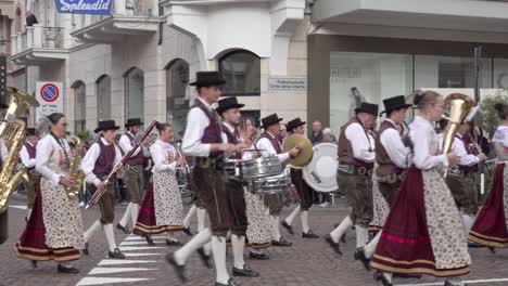 traditional marching band parade in italian town