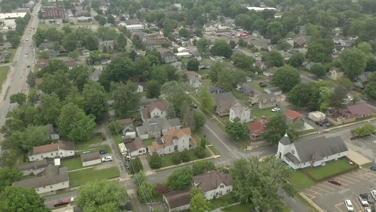 Small town houses drone clip 5