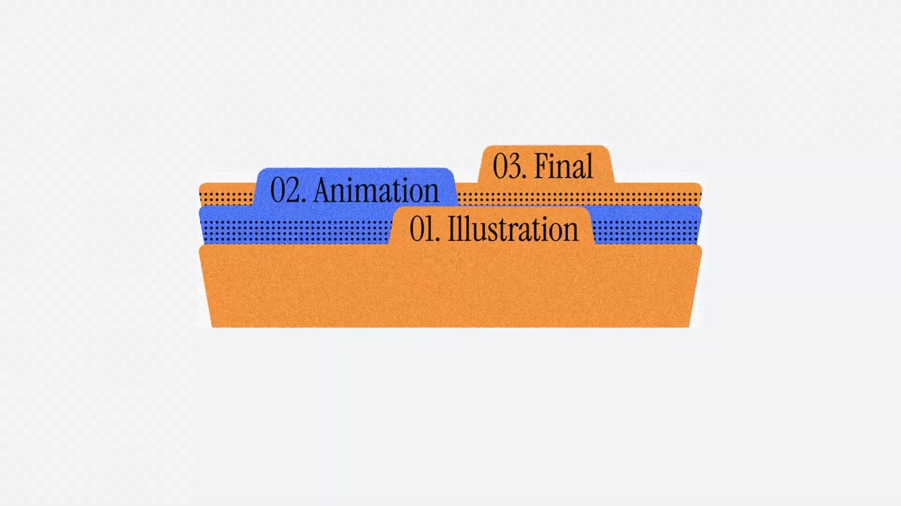 Animerede filmapper, der repræsenterer projektfaser.