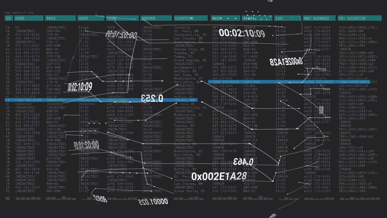 animación de la pantalla de la computadora y números alrededor de líneas que forman un globo sobre un fondo negro