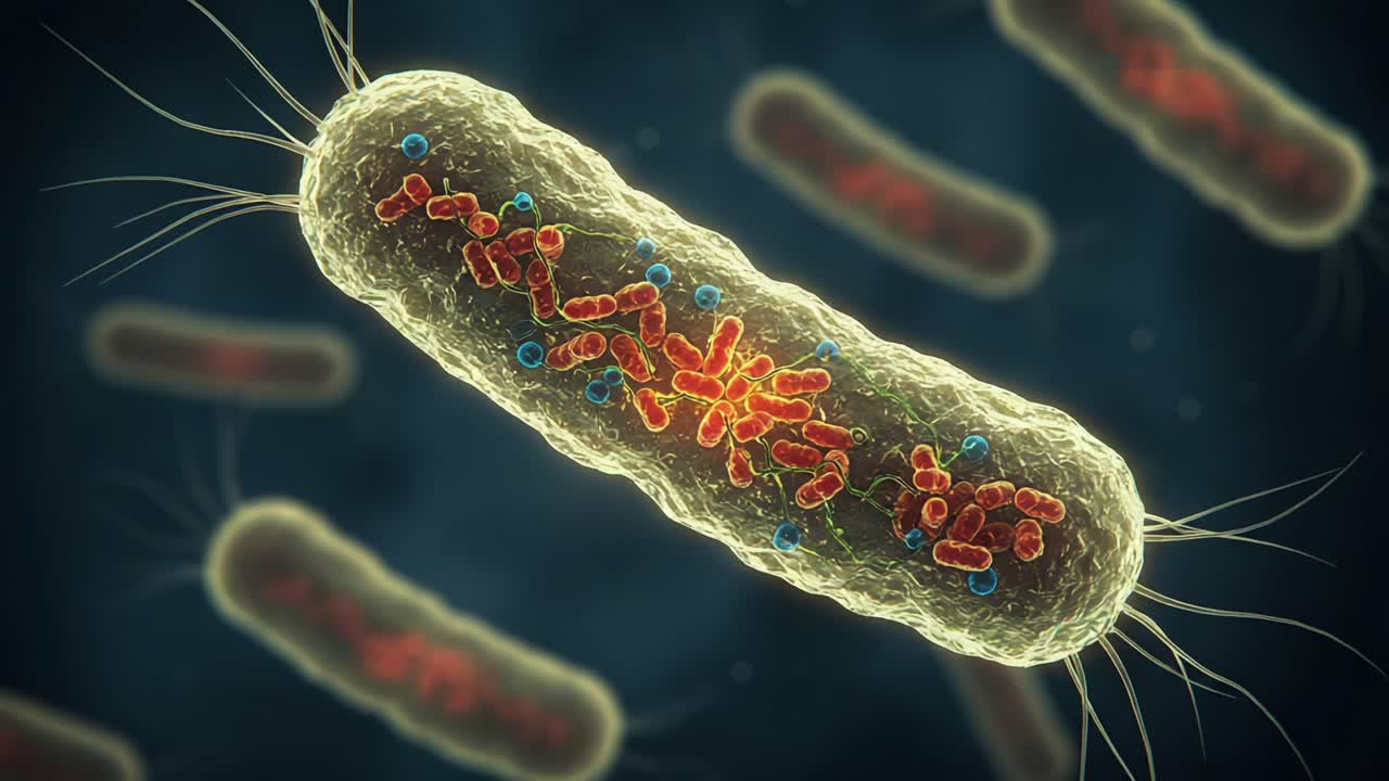 Magnified View of Bacteria: Detailed Illustrations Showing the Unique Structure and Features of Microorganisms in a Close-Up Perspective